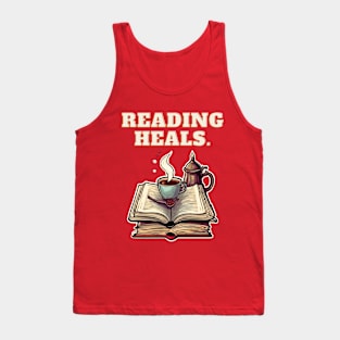 Reading Heals: Books and Coffee for reading levers Tank Top